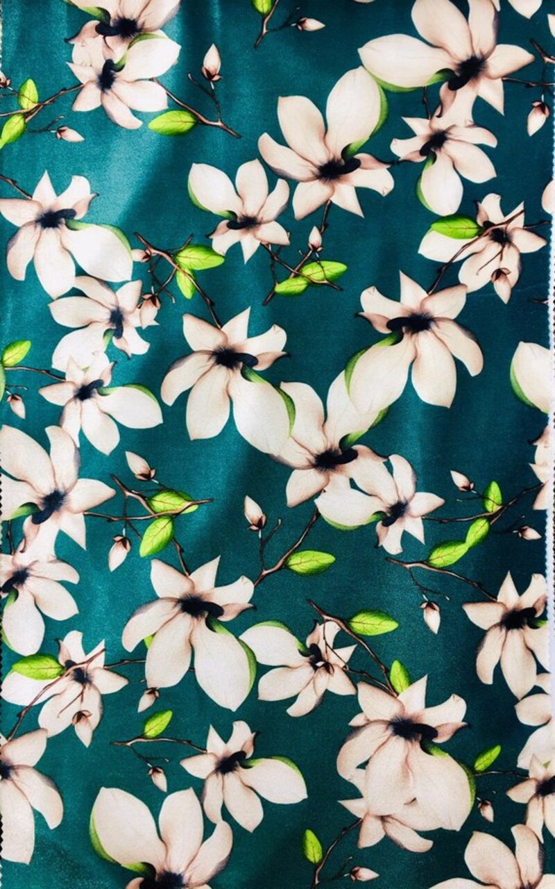 1 Yard Floral Print Stretch Velvet Fabric Multicolor for Sewing Décor Clothing 60 Inch Width